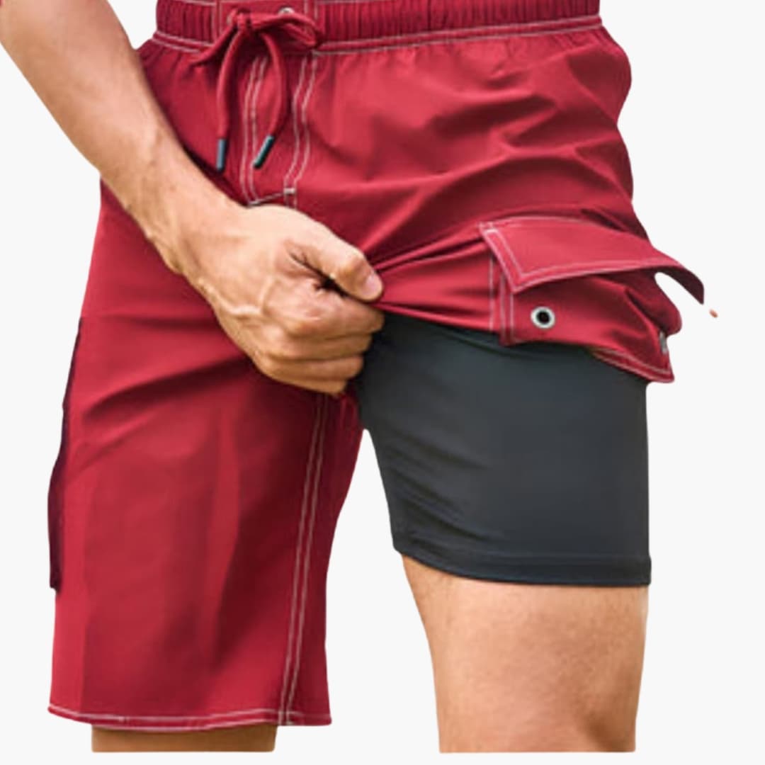 Men's Stretch Swim Shorts Inner Lining Cargo Pocket