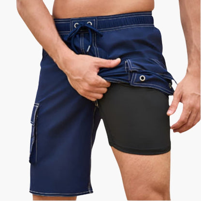 Men's Stretch Swim Shorts Inner Lining Cargo Pocket