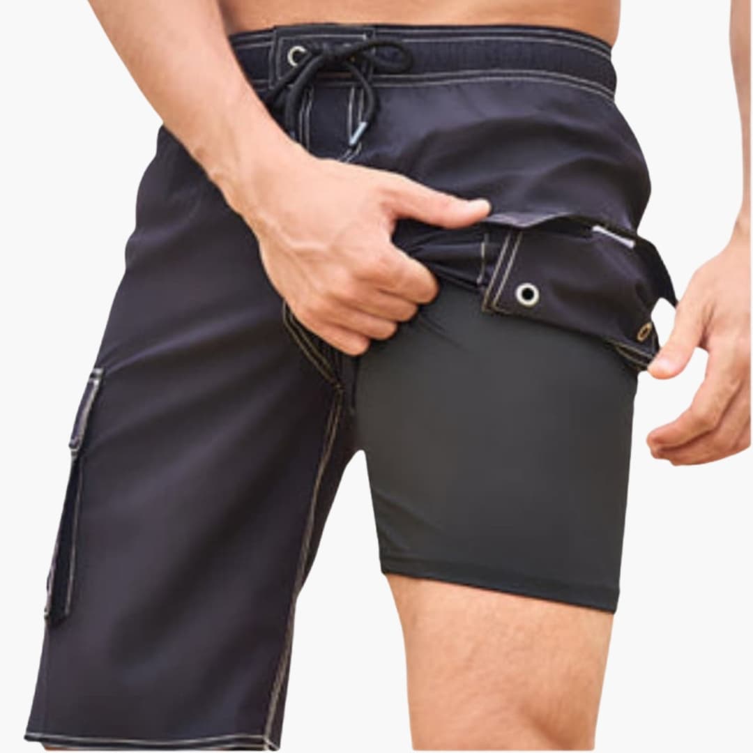 Men's Stretch Swim Shorts Inner Lining Cargo Pocket