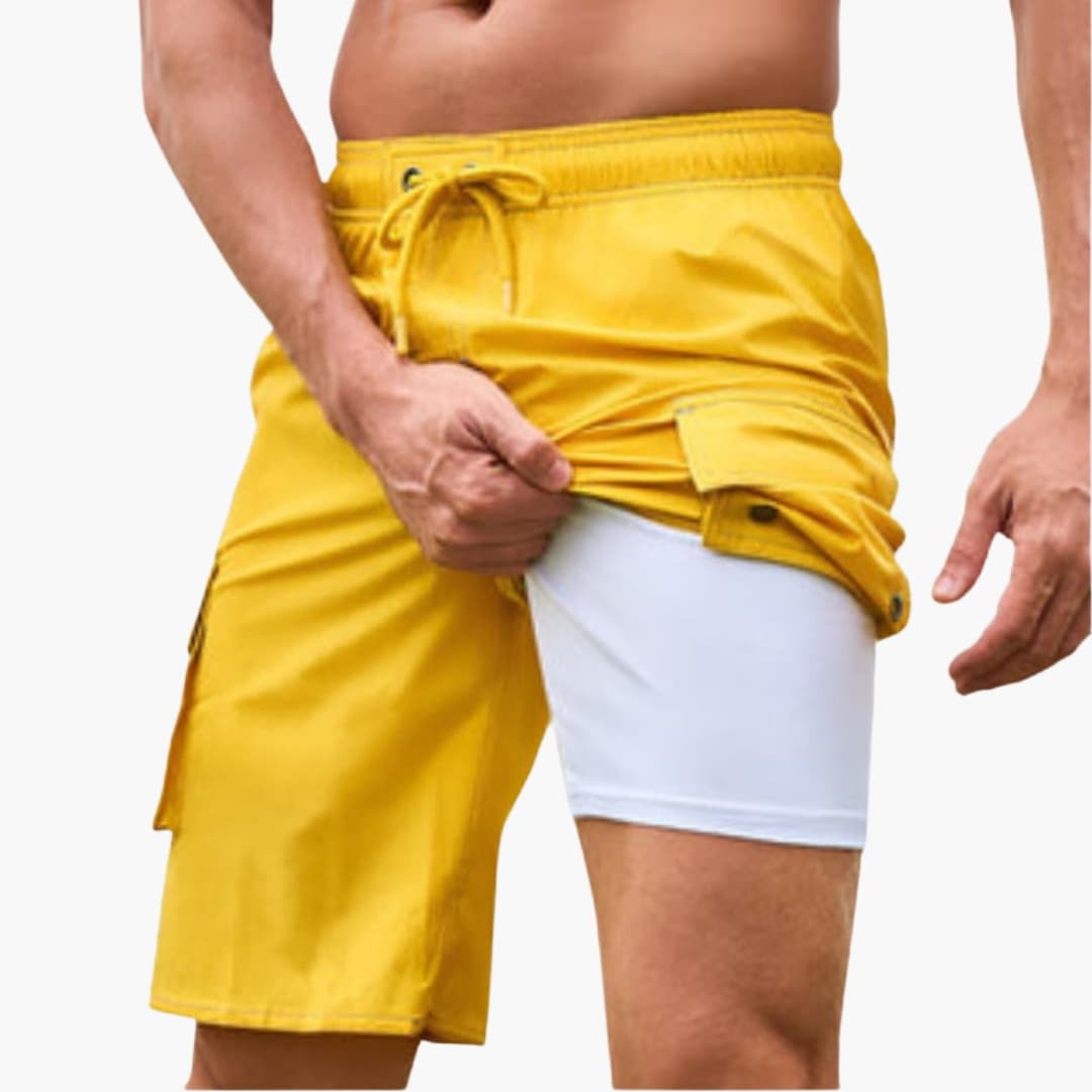 Men's Stretch Swim Shorts Inner Lining Cargo Pocket