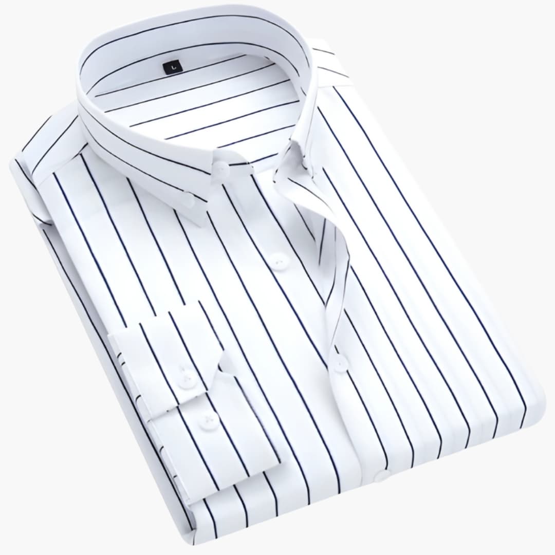 Men's Long Sleeve Button-Down Striped Shirt - Fashinoza