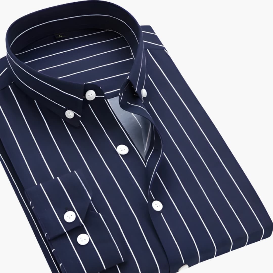 Men's Long Sleeve Button-Down Striped Shirt