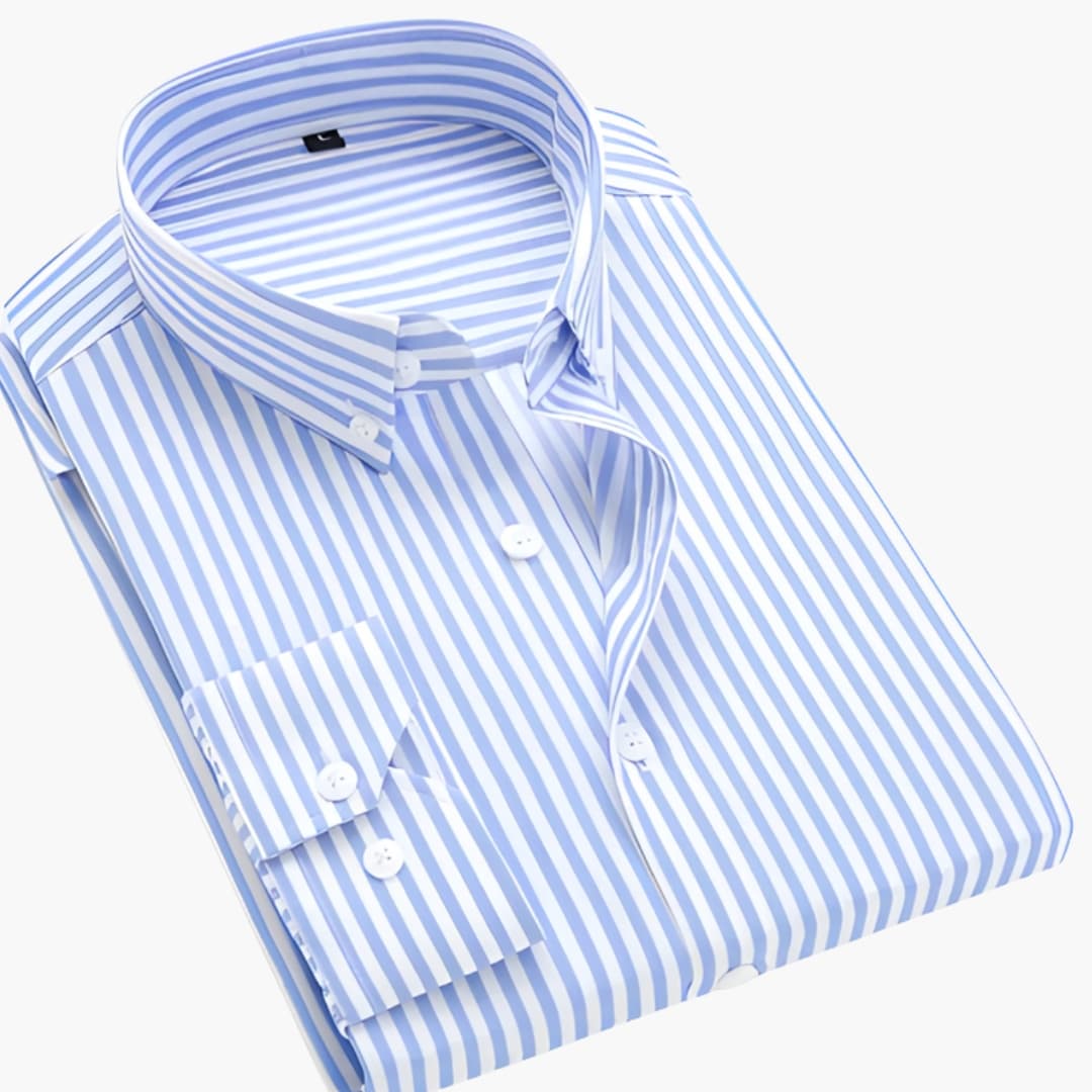 Men's Long Sleeve Button-Down Striped Shirt