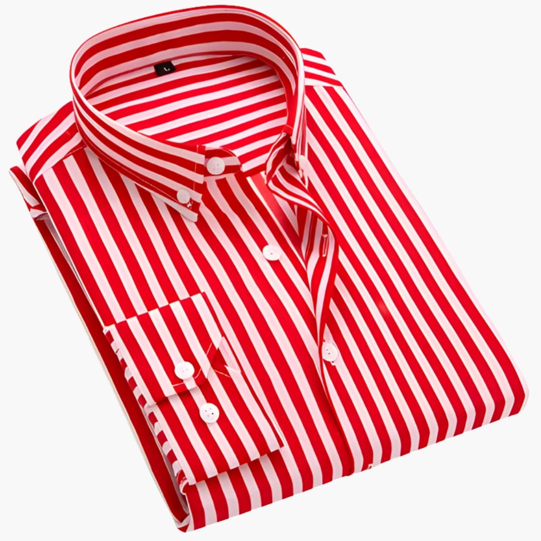 Men's Long Sleeve Button-Down Striped Shirt