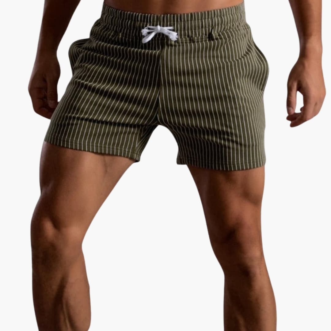 Men's Striped Elastic Waist Shorts - Fashinoza