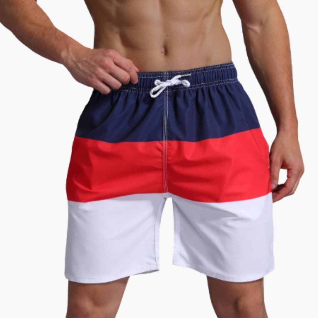 Men's Striped Swim Trunks Drawstring Waist - Fashinoza
