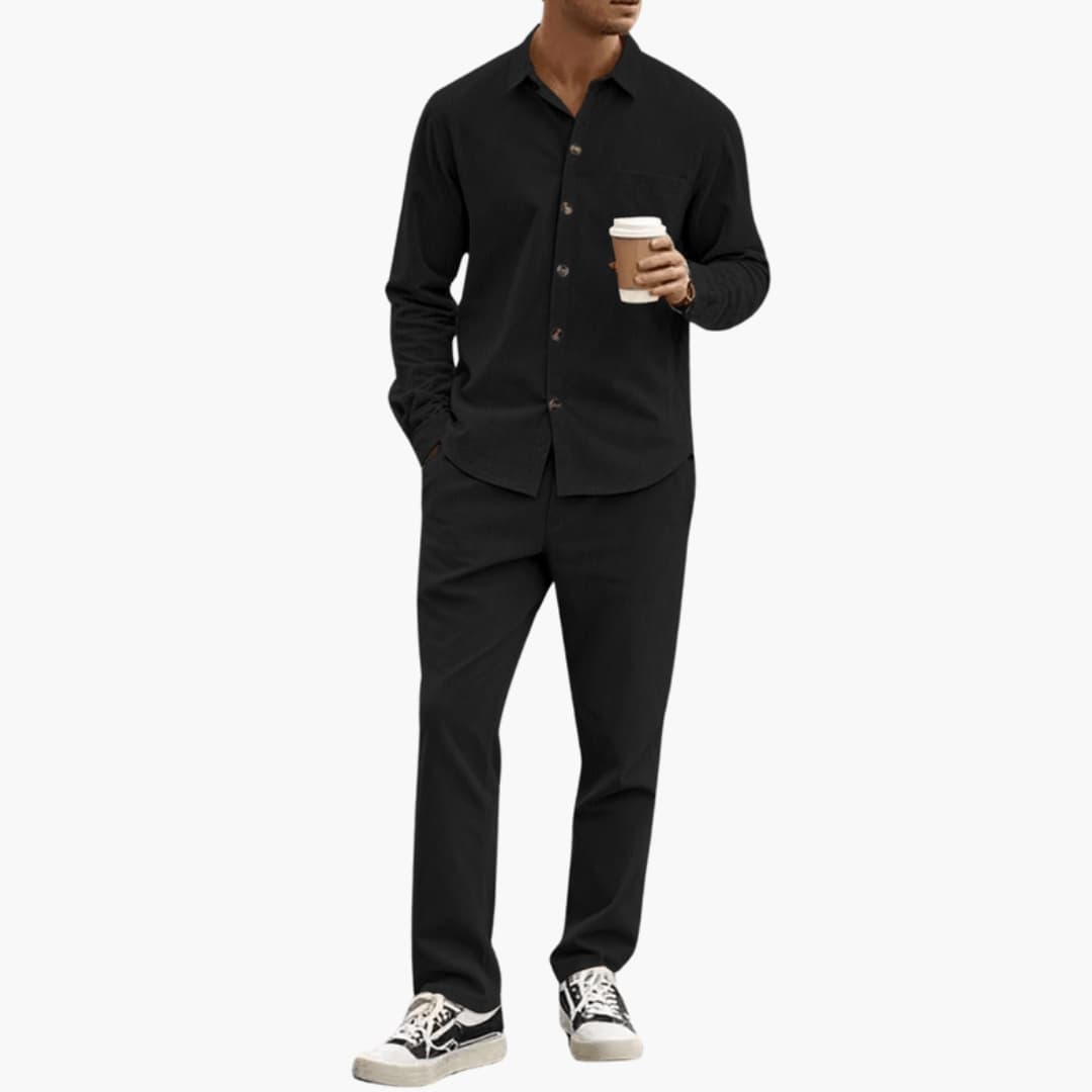 Men's Striped 2-Piece Set Long Sleeve Shirt and Pants