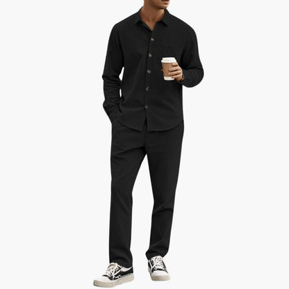 Men's Striped 2-Piece Set Long Sleeve Shirt and Pants