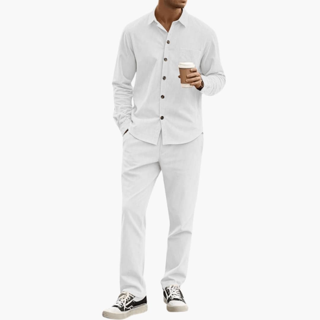 Men's Striped 2-Piece Set Long Sleeve Shirt and Pants