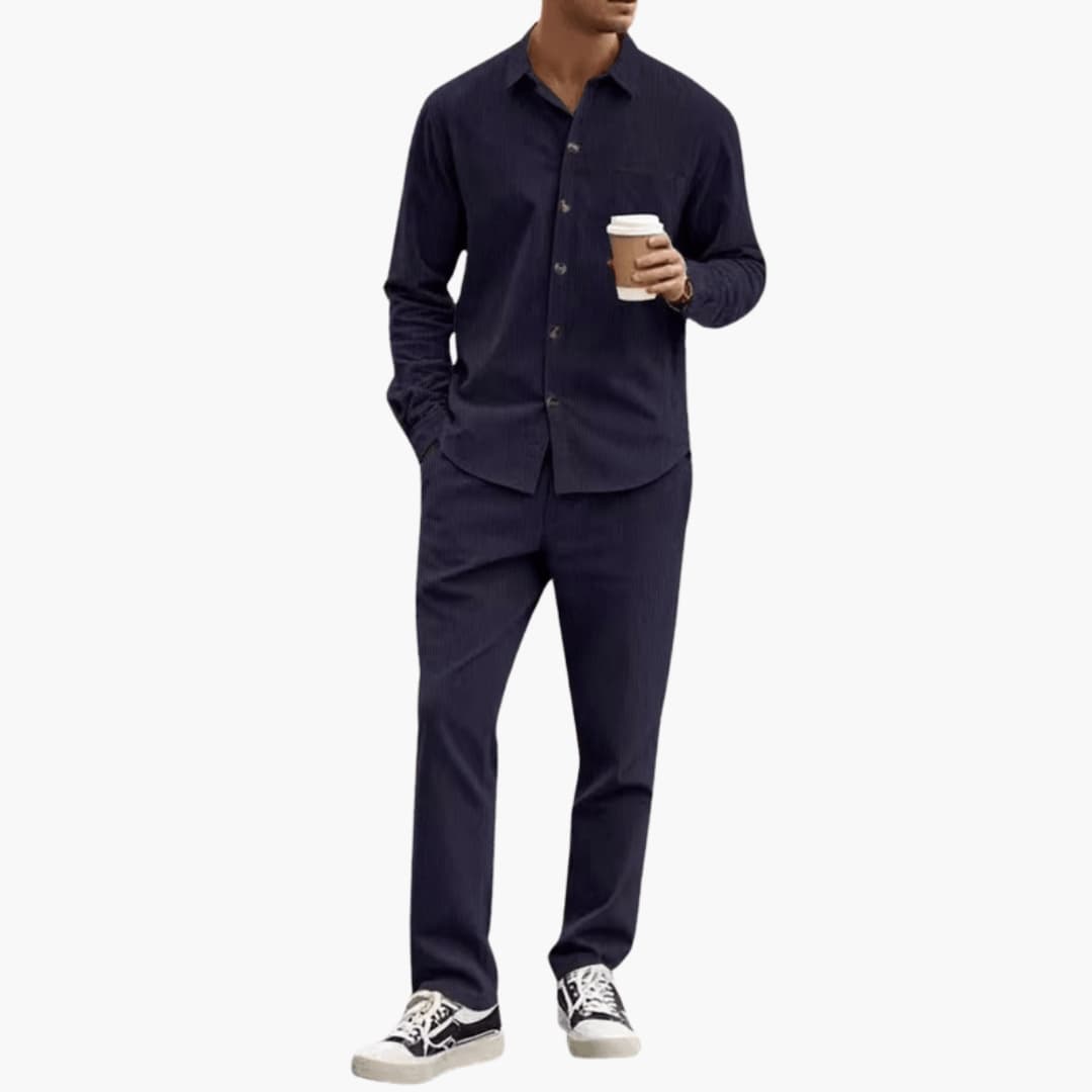 Men's Striped 2-Piece Set Long Sleeve Shirt and Pants