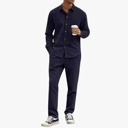 Men's Striped 2-Piece Set Long Sleeve Shirt and Pants