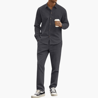 Men's Striped 2-Piece Set Long Sleeve Shirt and Pants