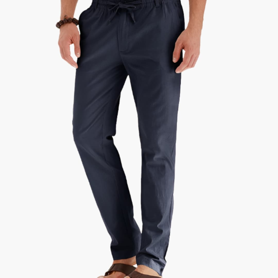 Men's Loose Fit Summer Pants Elastic Waistband