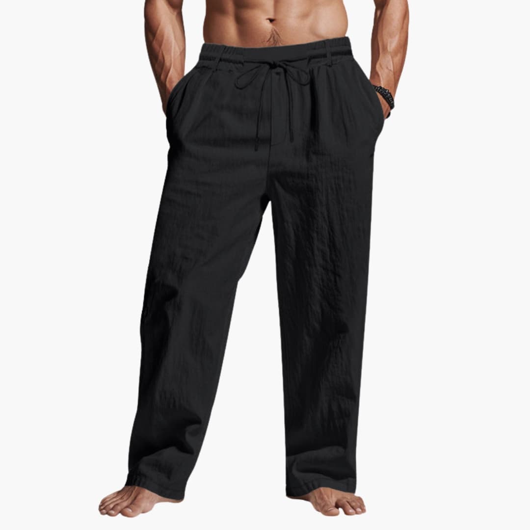 Men's Relaxed Fit Elastic Waist Pants With Pockets - Fashinoza