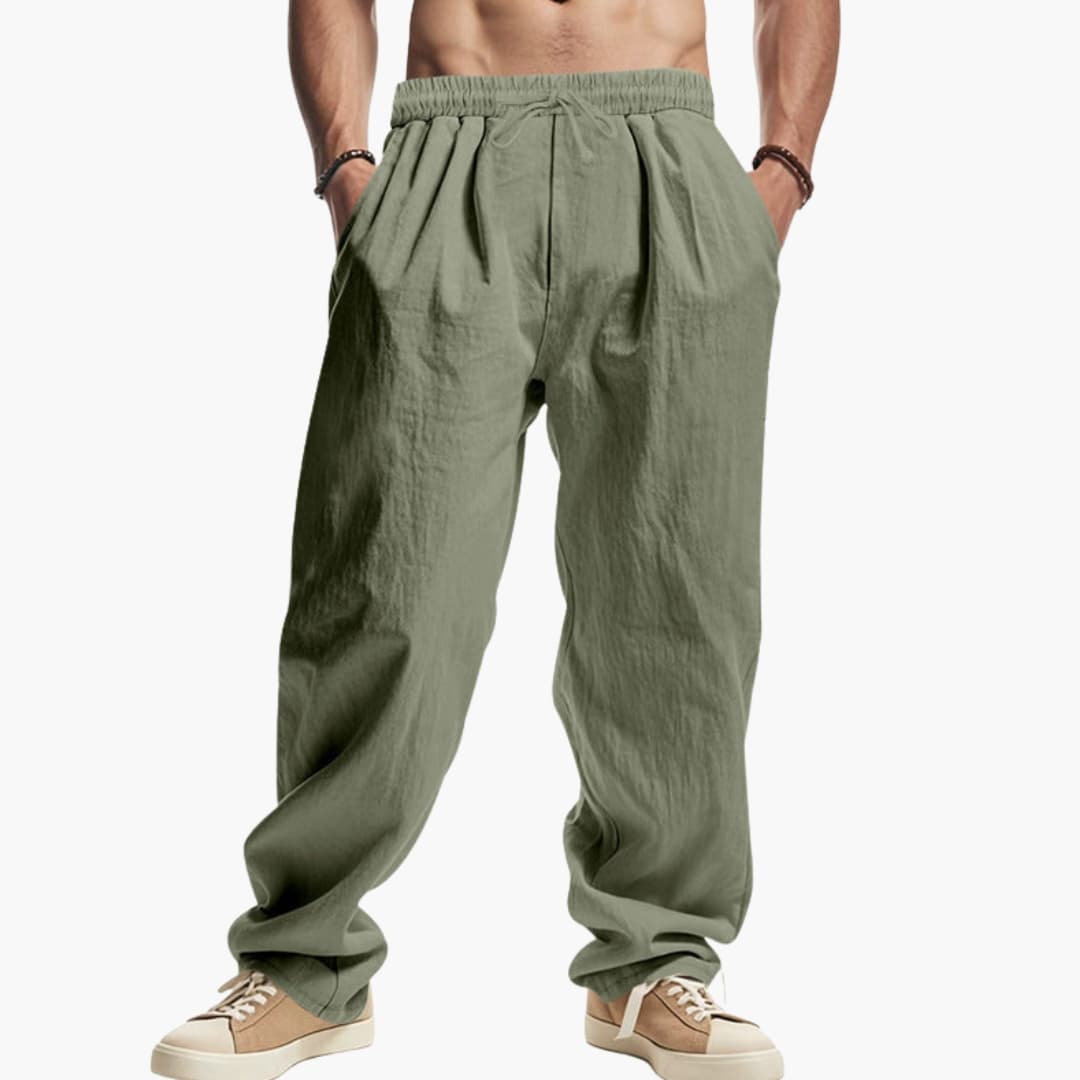 Men's Elastic Waist Pants Side Pockets - Fashinoza