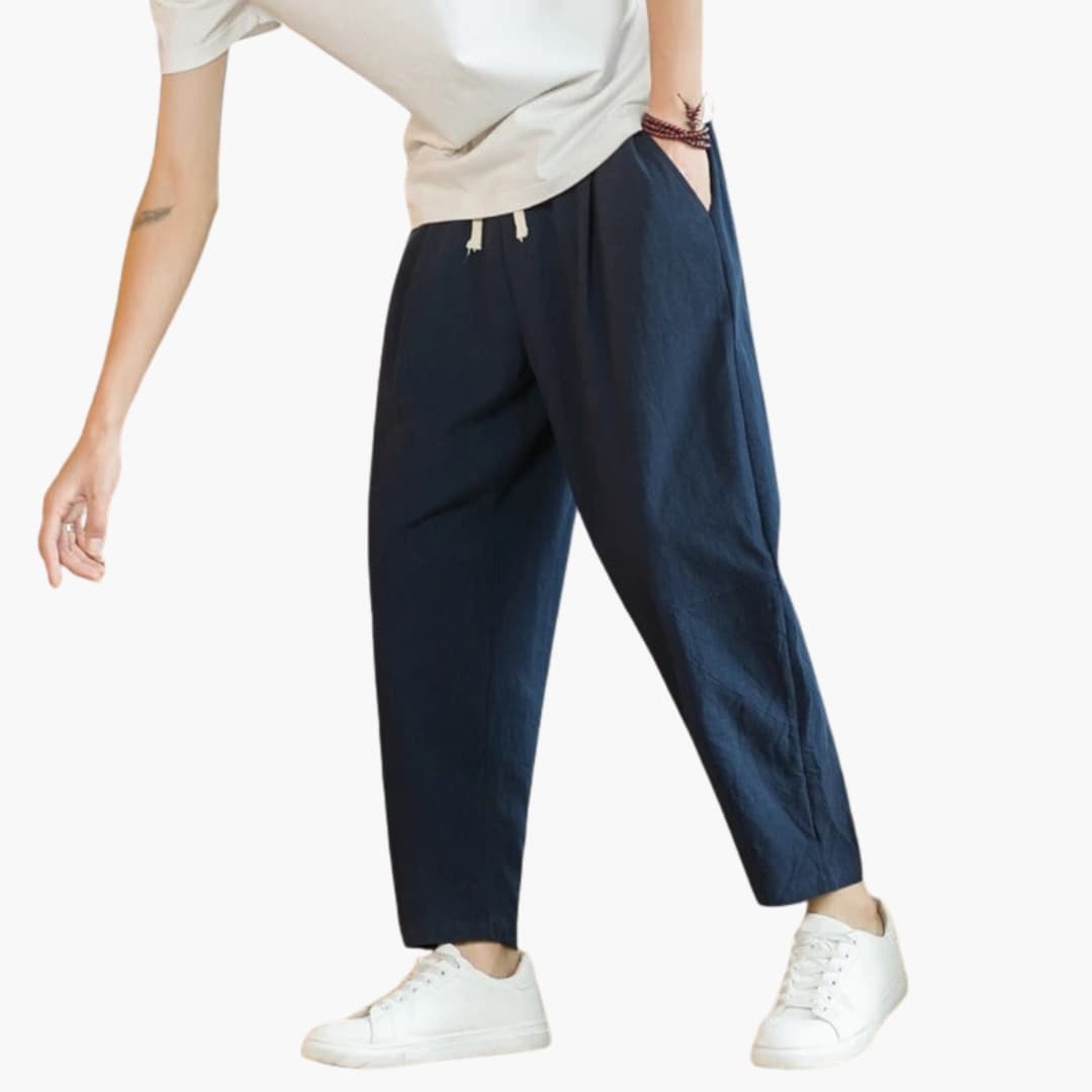 Men's Loose Fit Summer Pants Cotton Relaxed