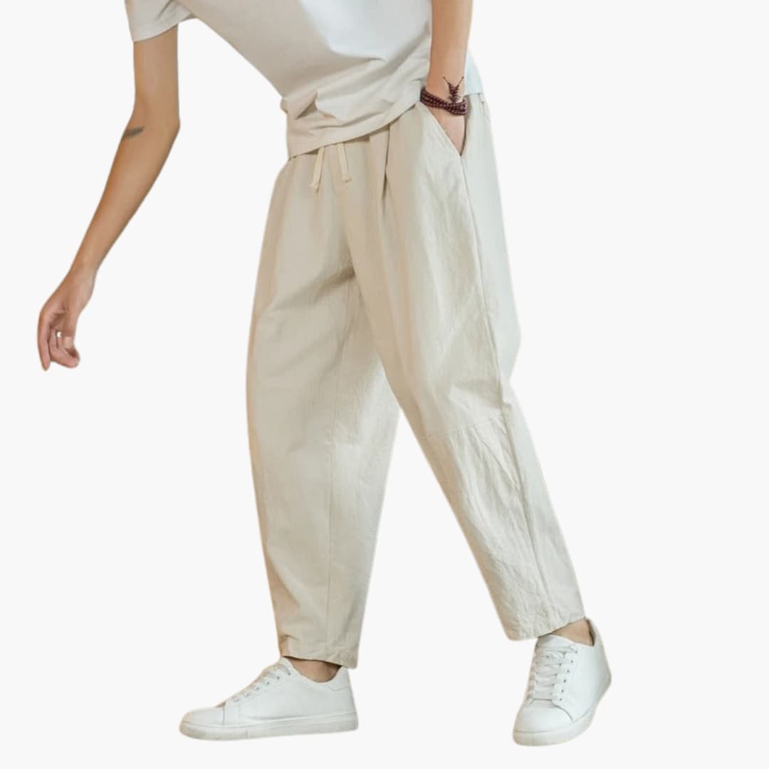 Men's Loose Fit Summer Pants Cotton Relaxed - Fashinoza