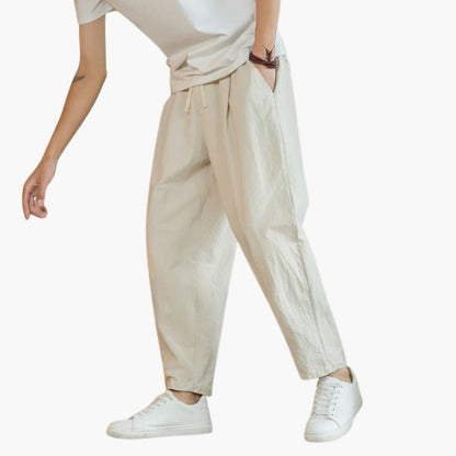 Men's Loose Fit Summer Pants Cotton Relaxed - Fashinoza
