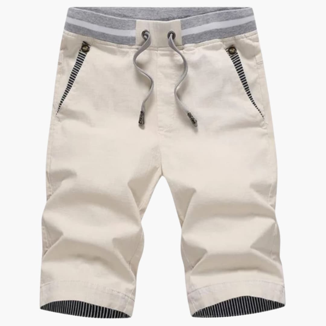 Men's Elastic Waist Shorts Turn-Up Hem - Fashinoza