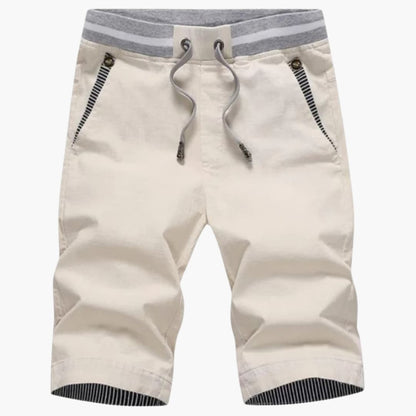 Men's Elastic Waist Shorts Turn-Up Hem - Fashinoza