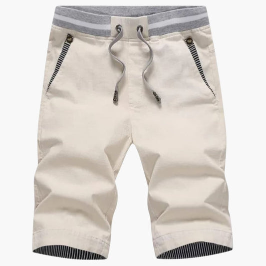 Men's Elastic Waist Shorts Turn-Up Hem - Fashinoza