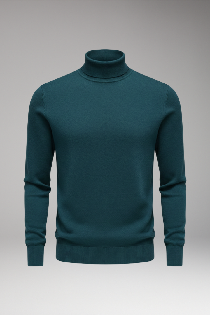 Men's High Neck Sweater Ribbed Trim - 
Fashinoza