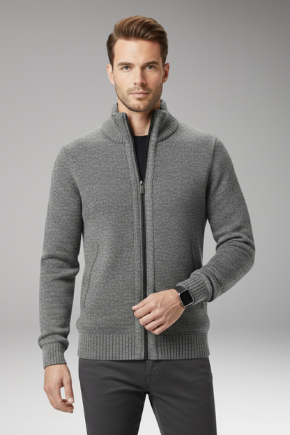 Men's Zip Sweater Stand-Up Collar