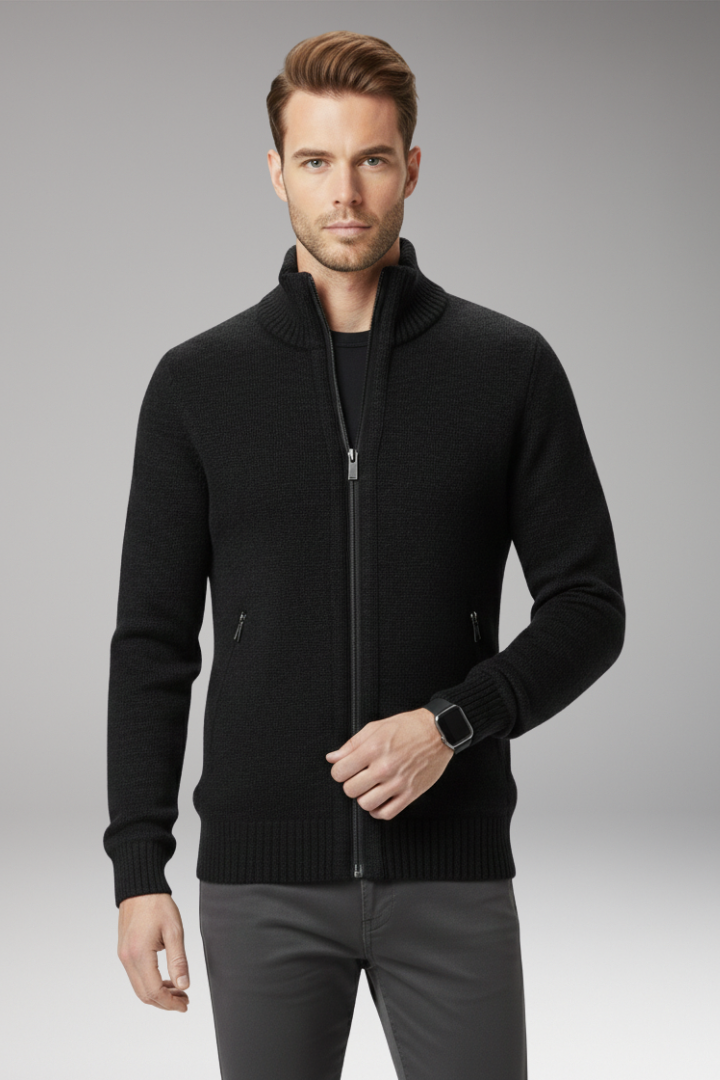 Men's Zip Sweater Stand-Up Collar