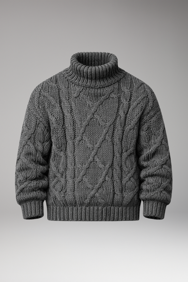 Men's Cable Knit Turtleneck Sweater - 
Fashinoza