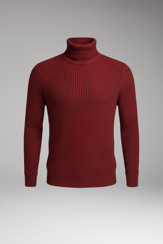 Men's Turtleneck Sweater Ribbed - 
Fashinoza