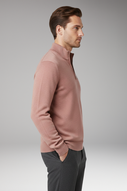 Men's Zip Neck Sweater Textured