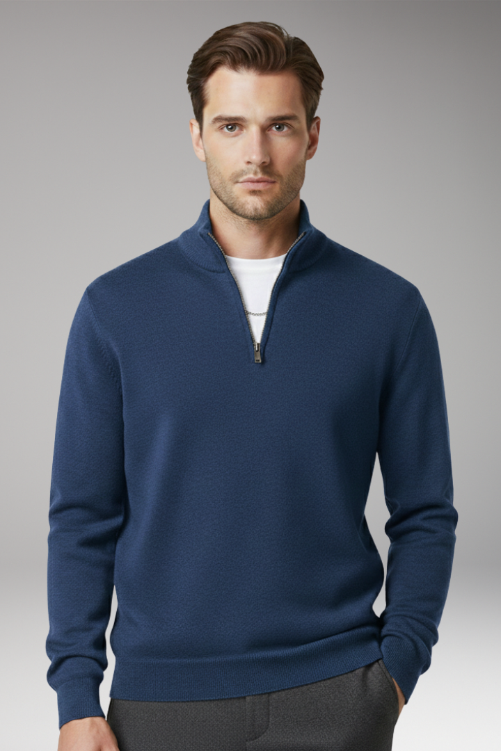 Men's Zip Neck Sweater Textured