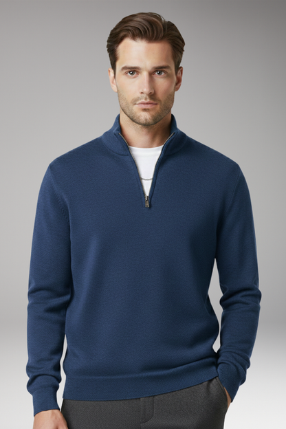 Men's Zip Neck Sweater Textured