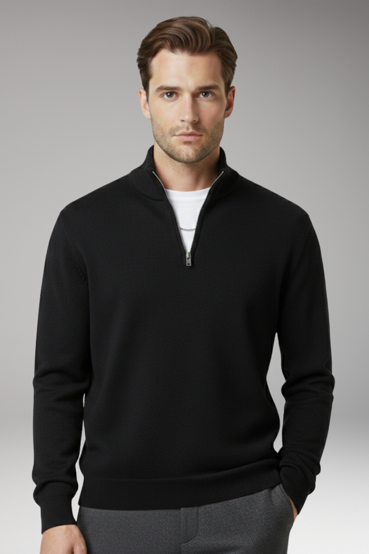 Men's Zip Neck Sweater Textured