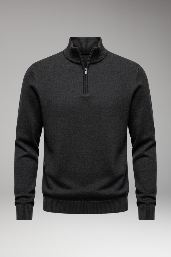 Men's Half-Zip Sweatshirt Ribbed Cuffs - 
Fashinoza
