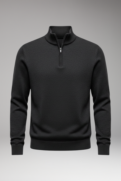 Men's Half-Zip Sweatshirt Ribbed Cuffs - 
Fashinoza