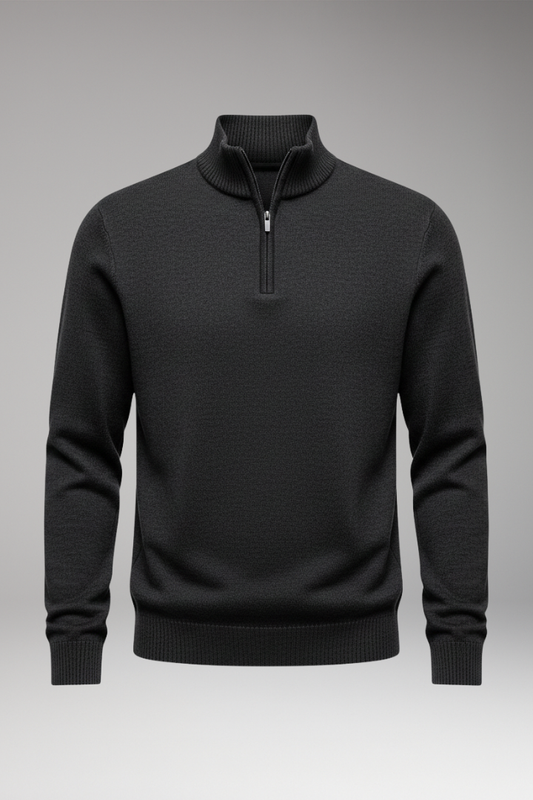 Men's Half-Zip Sweatshirt Ribbed Cuffs - 
Fashinoza