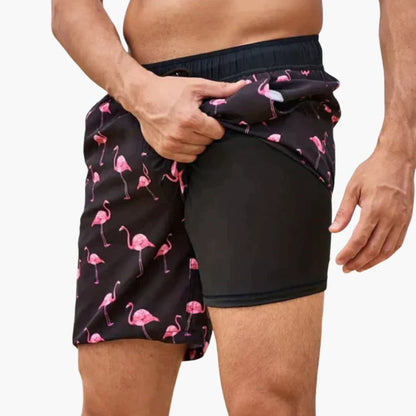 Men's Swim Trunks Drawstring Waist Pockets - Fashinoza