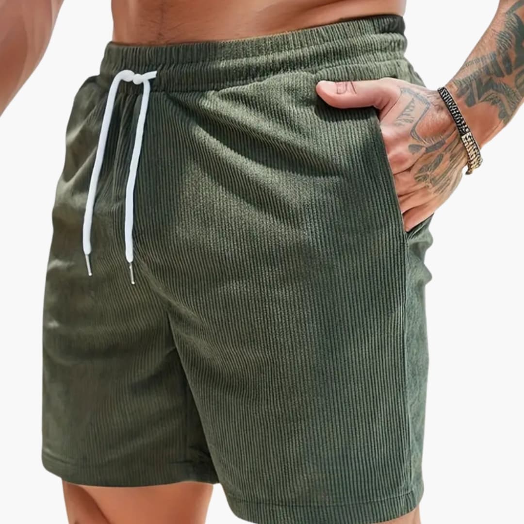 Men's Corduroy Shorts Textured With Pockets - Fashinoza