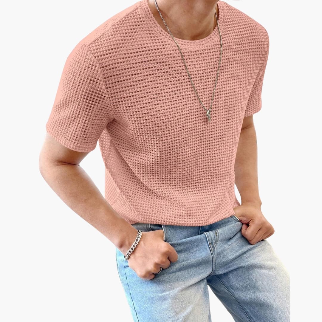 Men's Short Sleeve Crew Neck T-Shirt Textured - Fashinoza