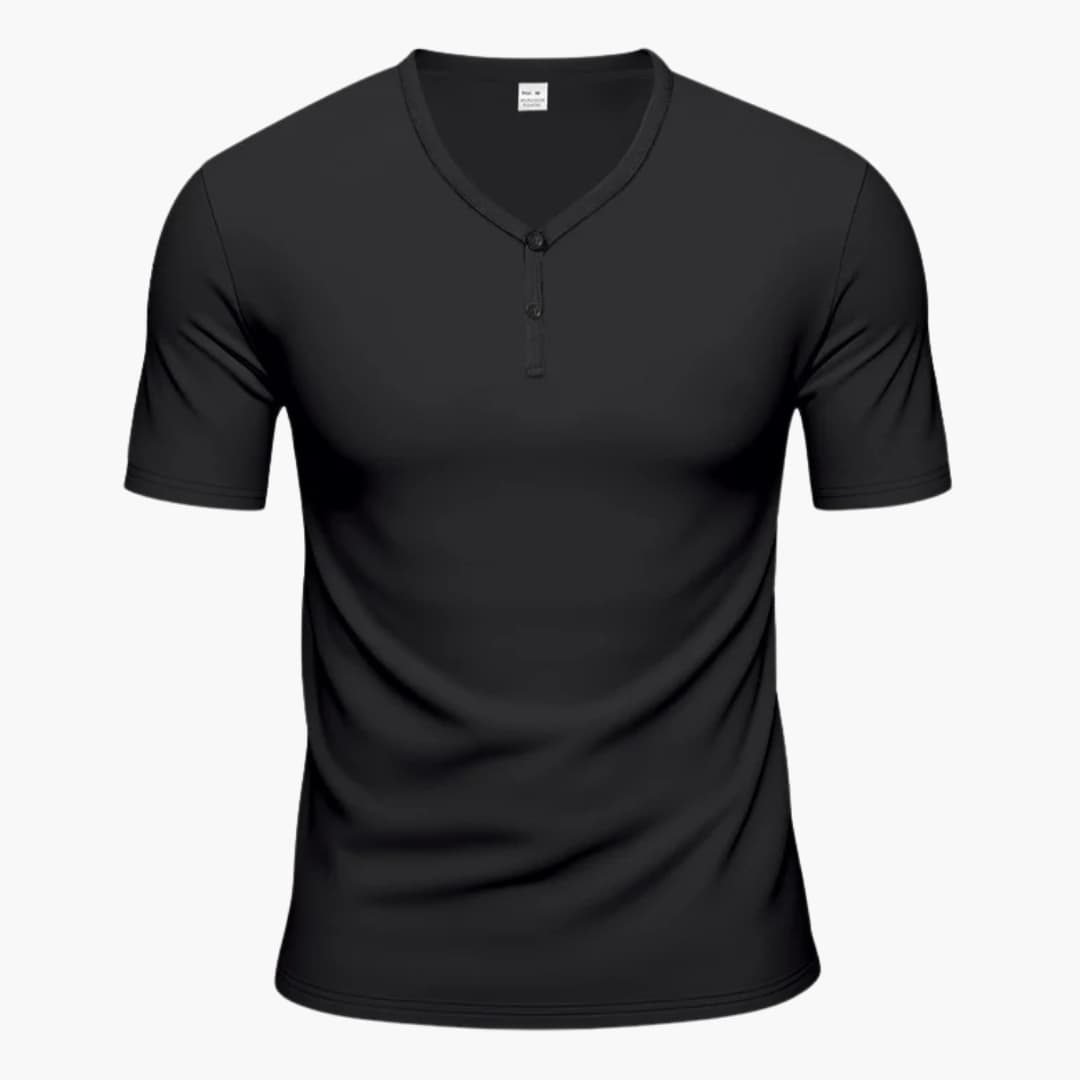 Men's Short Sleeve Henley T-Shirt Textured Button Front - Fashinoza