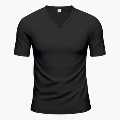 Men's Short Sleeve Henley T-Shirt Textured Button Front - Fashinoza