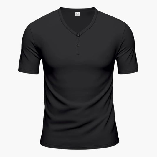 Men's Short Sleeve Henley T-Shirt Textured Button Front - Fashinoza
