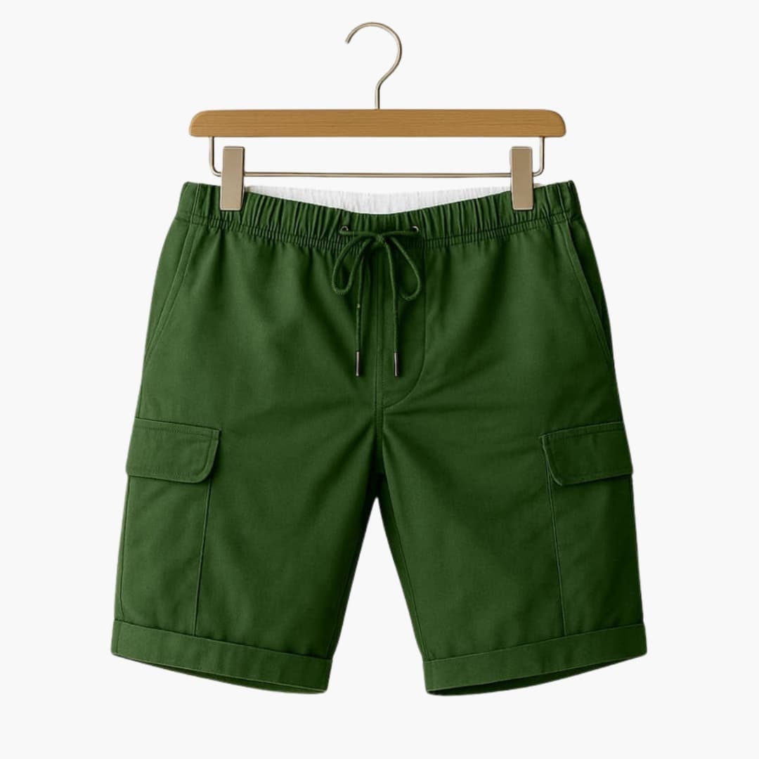 Men's Cargo Shorts Elastic Waist Drawstring Beige - Fashinoza