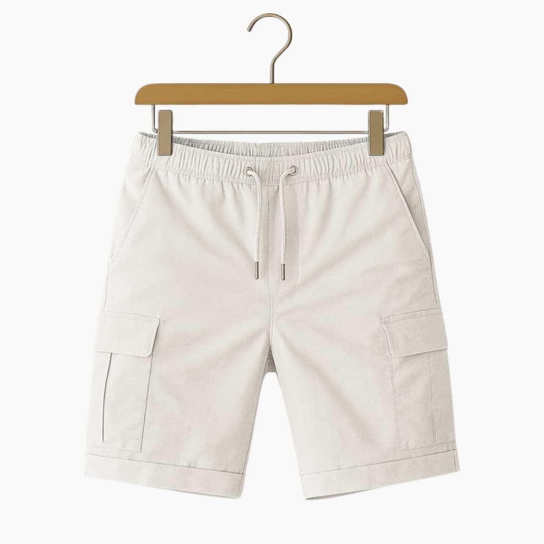 Men's Cargo Shorts Elastic Waist Drawstring Beige