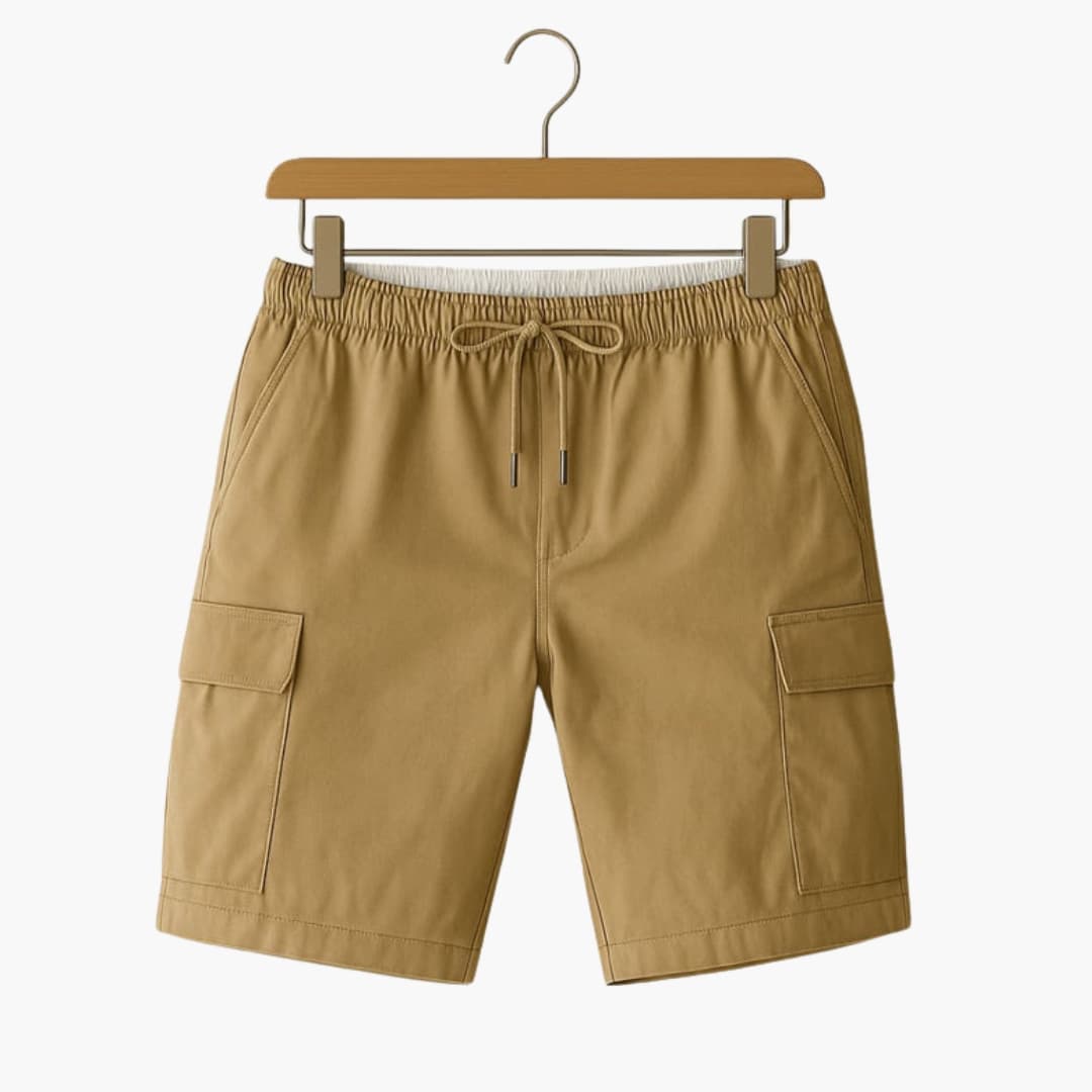 Men's Cargo Shorts Elastic Waist Drawstring Beige