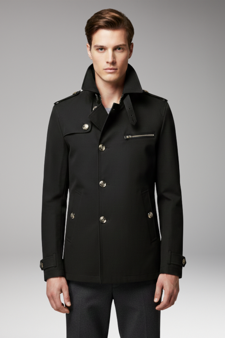 Men's Trench Coat Button Front Closure
