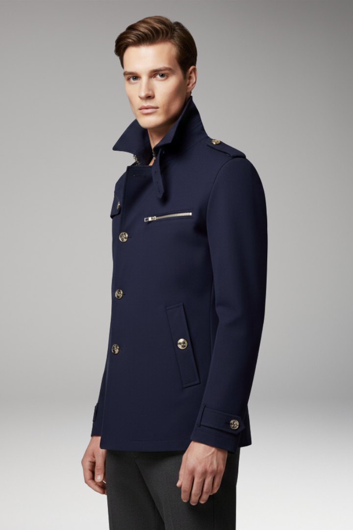 Men's Trench Coat Button Front Closure