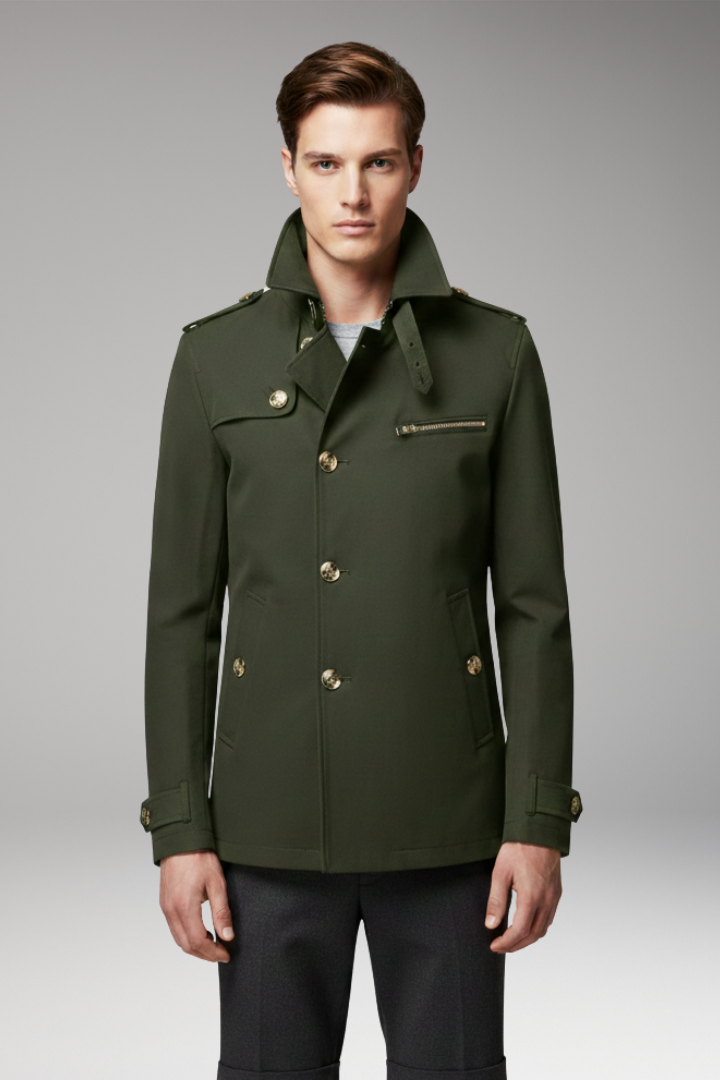 Men's Trench Coat Button Front Closure