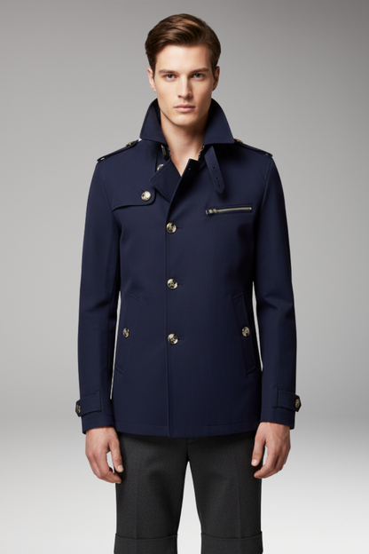 Men's Trench Coat Button Front Closure